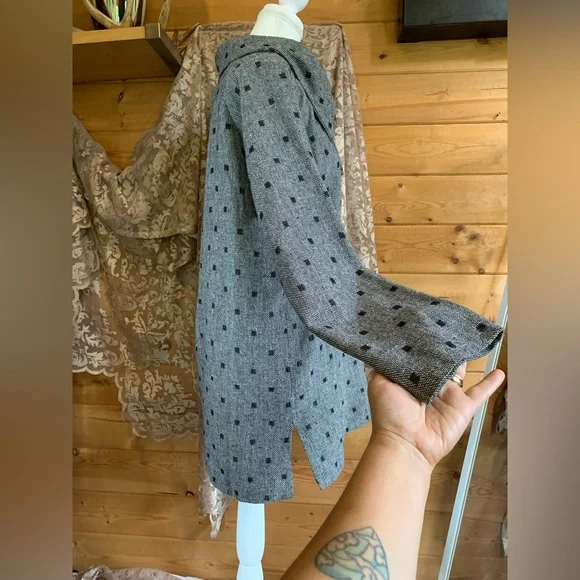 Vintage Wool Unique Polka Women's Dress Jacket Sweater Tunic Retro Cabin Cottage - Picture 5 of 7
